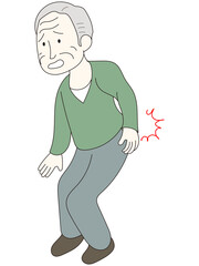 腰痛おじさん　人物　高齢者　男性　イラスト