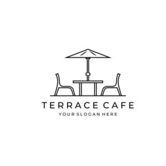 line art logo simple terrace cafe simple illustration