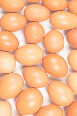 Group of raw brown eggs.