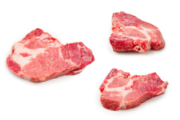 Raw pork isolated on white background.