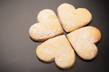 Shortbread in the shape of a heart isolated on white background.