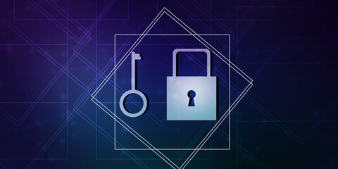 Fototapeta premium key and lock . 2D illustration