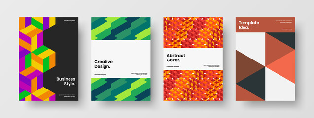Bright geometric hexagons booklet illustration composition. Premium cover vector design template collection.