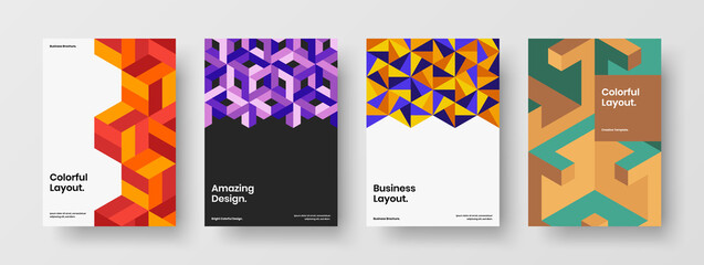 Fresh handbill vector design layout composition. Trendy geometric hexagons corporate identity illustration collection.