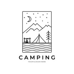 line art camping logo simple illustration