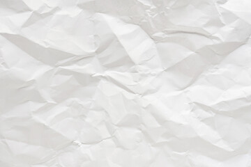 White crumpled paper texture background.