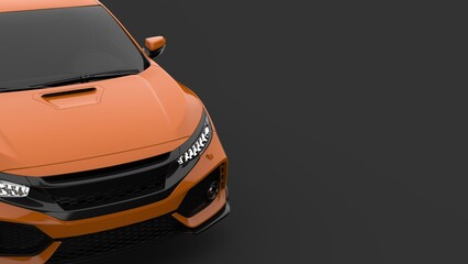 Fototapeta na wymiar Front view of a generic and brandless moder Orange sport car