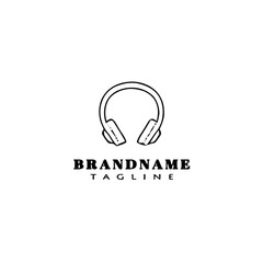 headset logo cartoon icon design template black isolated vector illustration