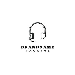 Obraz premium headset logo cartoon icon design template black isolated vector illustration