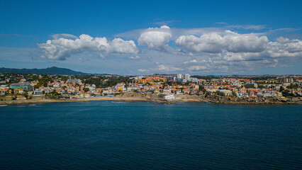 Fototapeta na wymiar aerial view of beach of São Pedro of Estoril in a sunny day