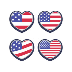United States flag in heart shape. USA national emblem. American love patriotic symbol.