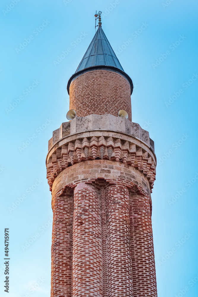 Wall mural top of yivli minare camii (fluted minaret mosque) in historic center in antalya - Wall murals