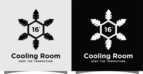 cooling room temprature logo with creative modern style Premium Vector