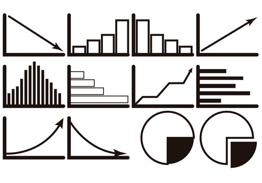 recommend clip art: Icono negro de gráficas en fondo blanco. 