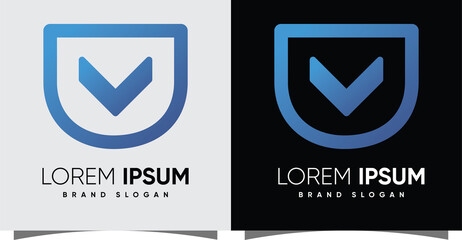 Shield simple logo with creative modern style Premium Vector