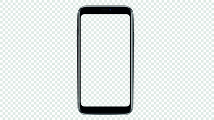 Black smartphone with blank screen isolated on white background. Mockup to showcasing mobile web-site design or screenshots your applications - Clipping Path	