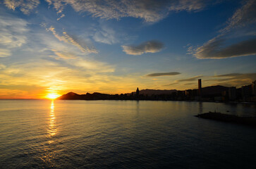 Paisaje de atardecer en Benidorm
