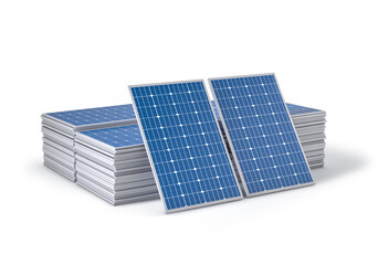Solar panels, stacked on top op each other on white background 3d rendering © Miquel