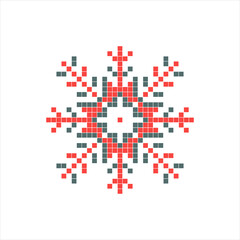 Isolated ethnic, nordic design element. Vector illustration of pixel snowflake.
