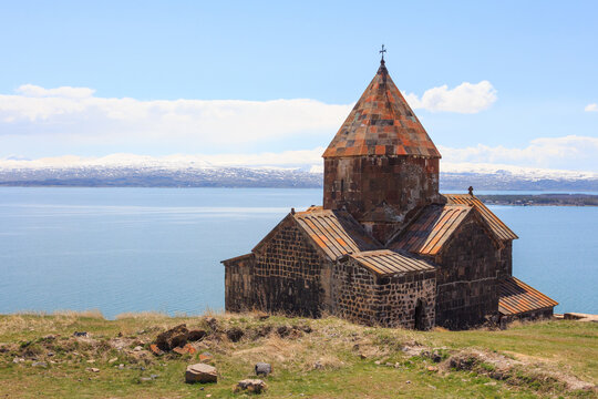 The buildings of the ancient monastery of Sevanavank near Lake Sevan in Armenia 