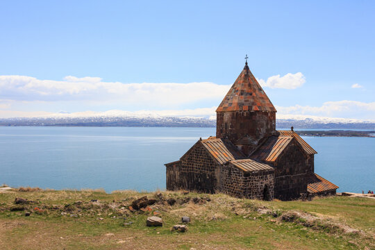 The buildings of the ancient monastery of Sevanavank near Lake Sevan in Armenia 
