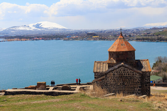 The buildings of the ancient monastery of Sevanavank near Lake Sevan in Armenia 