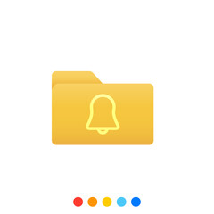 Flat folder design element with bell symbol, Folder icon, Vector and Illustration.