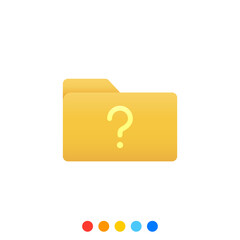 Flat folder design element with the question mark symbol, Folder icon, Vector and Illustration.