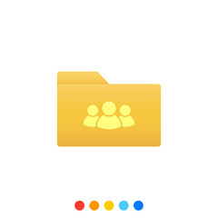 Flat folder design element with a group of people symbol, Folder icon, Vector and Illustration.