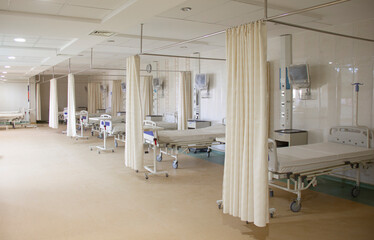 Interior of the hospital room with beds
