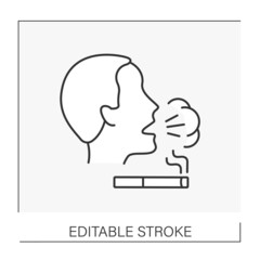  Disease line icon. Short breathing. Sickness. Smoking concept. Isolated vector illustration. Editable stroke