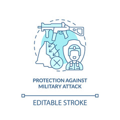 Protection against military attack turquoise concept icon. State security guaranty abstract idea thin line illustration. Isolated outline drawing. Editable stroke. Arial, Myriad Pro-Bold fonts used