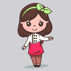 Cute chibi cook illustration