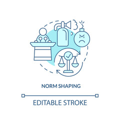 Norm shaping turquoise concept icon. Conflicts prevention. Community security abstract idea thin line illustration. Isolated outline drawing. Editable stroke. Arial, Myriad Pro-Bold fonts used