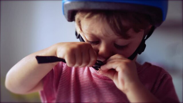 Child failing to fast bike helmet strap