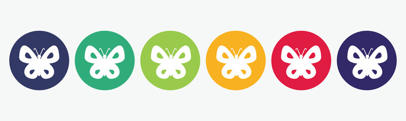 Set of flat butterfly icon.