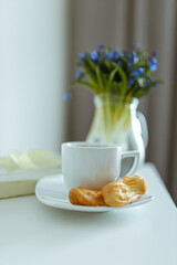 breakfast with coffee and croissant
