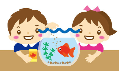 2022-140金魚に餌をあげる子ども