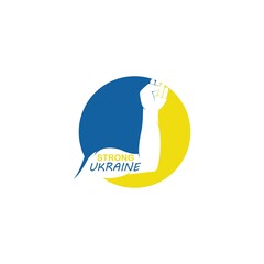 Patriotic Spirit rising hand of Ukraine flag, ukraine vector series on white background