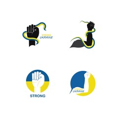 Patriotic Spirit rising hand of Ukraine flag, ukraine vector series on white background