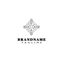 flower logo cartoon icon design graphic black isolated vector illustration