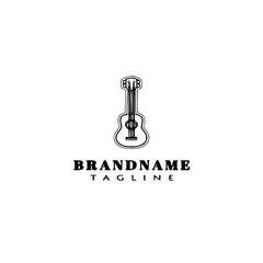 guitar logo cartoon black icon design isolated vector illustration
