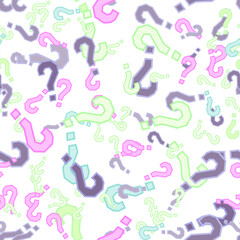 Quiz seamless pattern. Question marks, doubt, faq