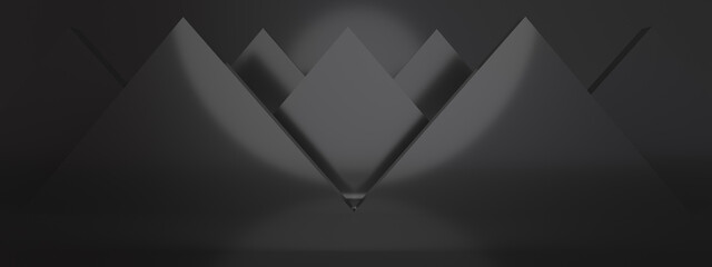 Black triangle background 3d rendering.