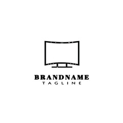 screen monitor with recycle logo cartoon template icon black isolated vector illustration