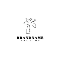 palm tree cartoon logo icon design template cute illustration