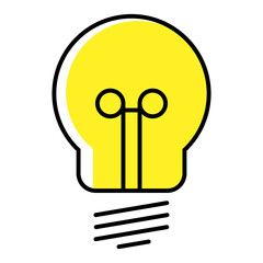 yellow light bulb icon flat vector illustration for design concept