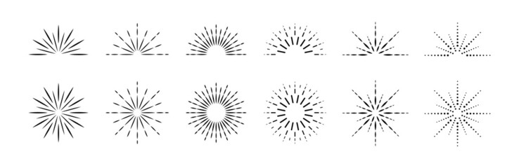 Obraz premium Sunburst line icon on black background 