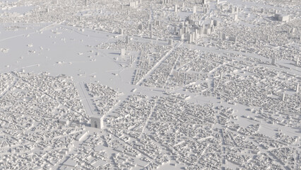 Paris as a white 3D model. Top view of the arc de triomphe. - obrazy, fototapety, plakaty
