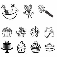 set of cakes and bakery